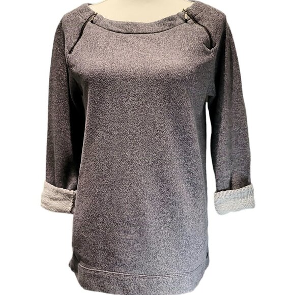 Ann Taylor Loft Grey Zipper Accented Sweatshirt Size Small - Picture 1 of 9